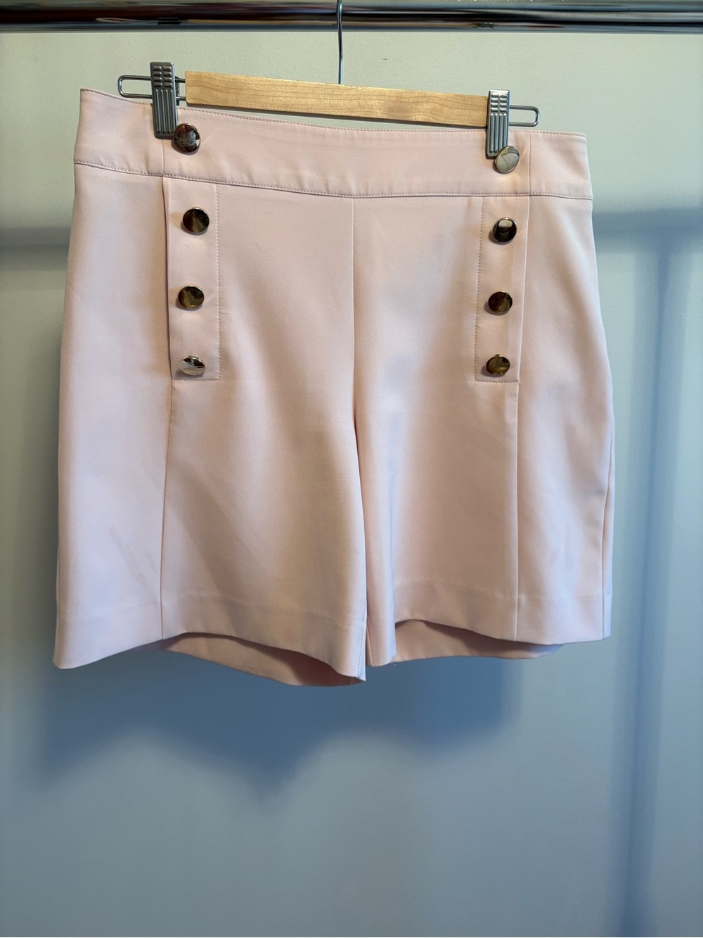 High-Rise Pink Button Accent Women's Shorts
